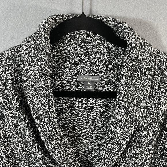 Eddie Bauer Sweater Womens Medium Gray Cotton Full Zip Cardigan Cowl Neck - Picture 5 of 12